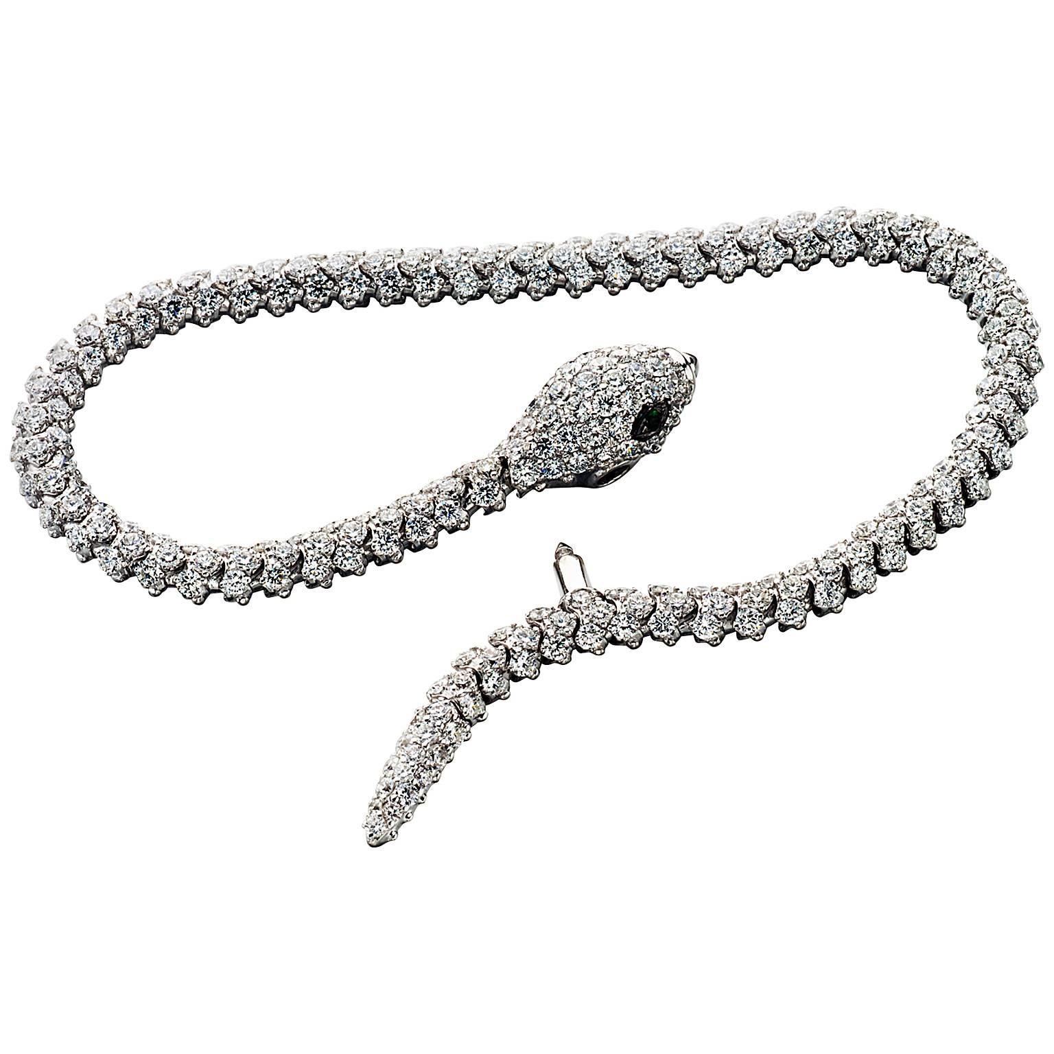 Garnet Diamond Gold Snake Bracelet