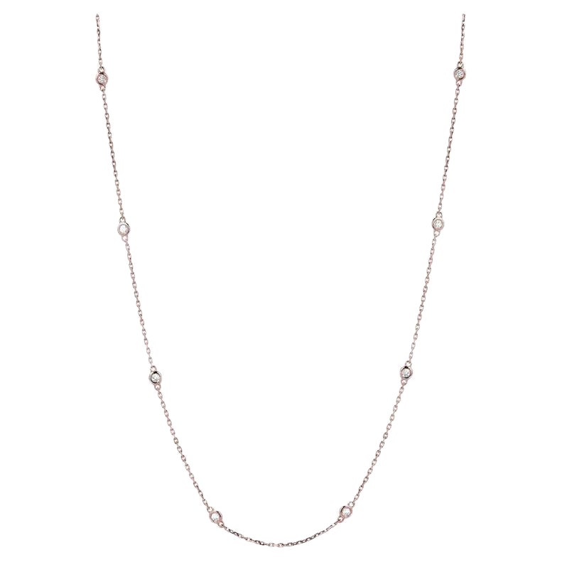 14k Rose Gold 2 Carat Diamond by the Yard Round-Cut Bezel Necklace