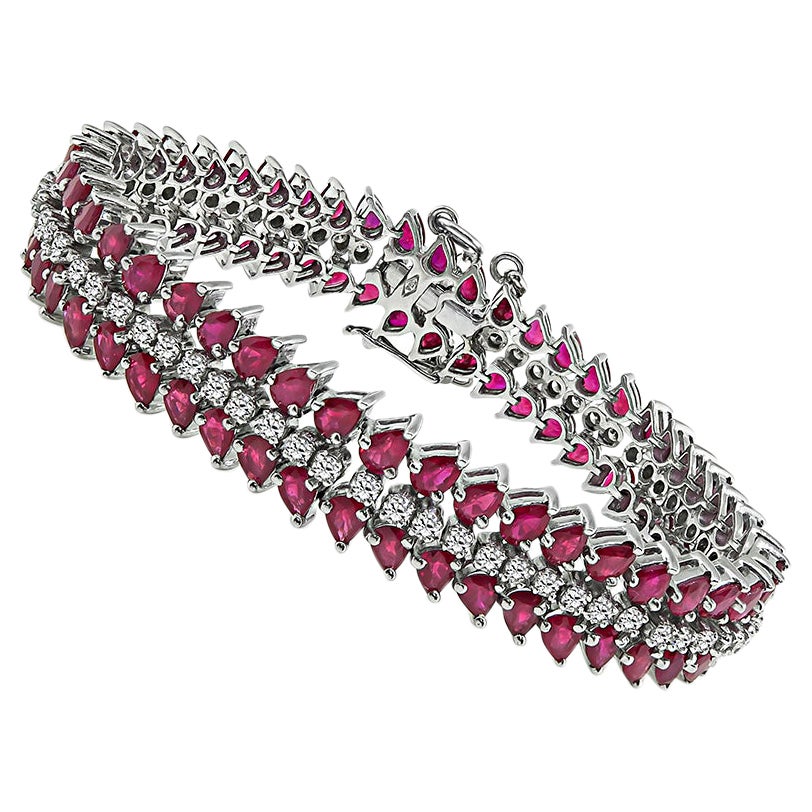 14.00ct Ruby 1.40ct Diamond Bracelet For Sale