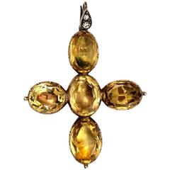 Antique Topaz Gold Cross