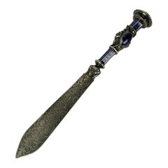 Aufwändiger Brieföffner aus französischem Lapis-Silber des 19.