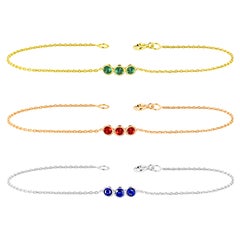 18K Gold Minimalist Bracelet Trio Diamond Bracelet Emerald Ruby Sapphire