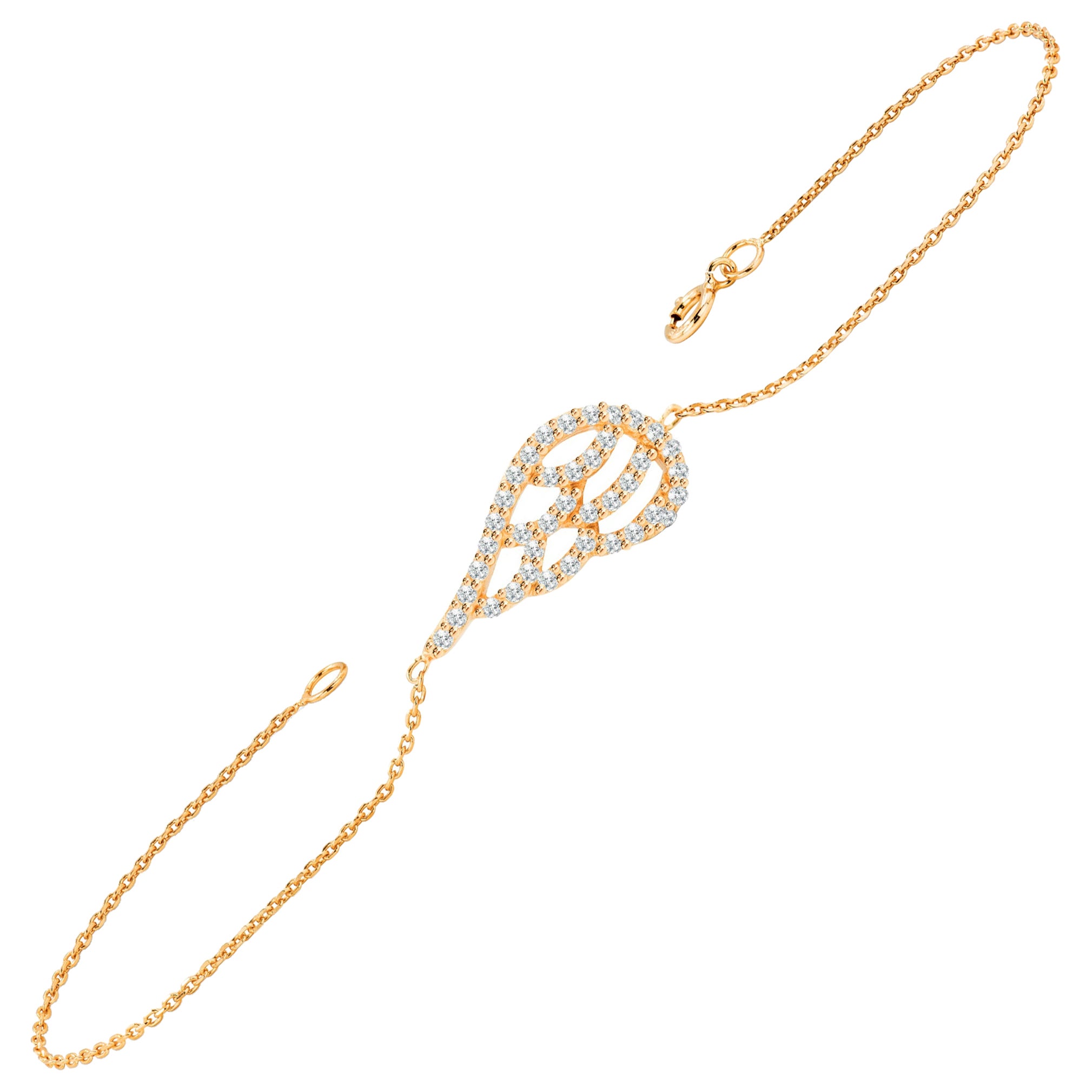 Bracelet Aile d'ange en or 18k avec diamants Bracelet de protection des anges