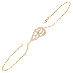 Bracelet Aile d'ange en or 14k avec diamants Bracelet de protection des anges