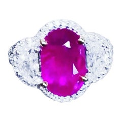 Exclusive Ct 3, 62 of Burma Ruby and Diamonds on Ring