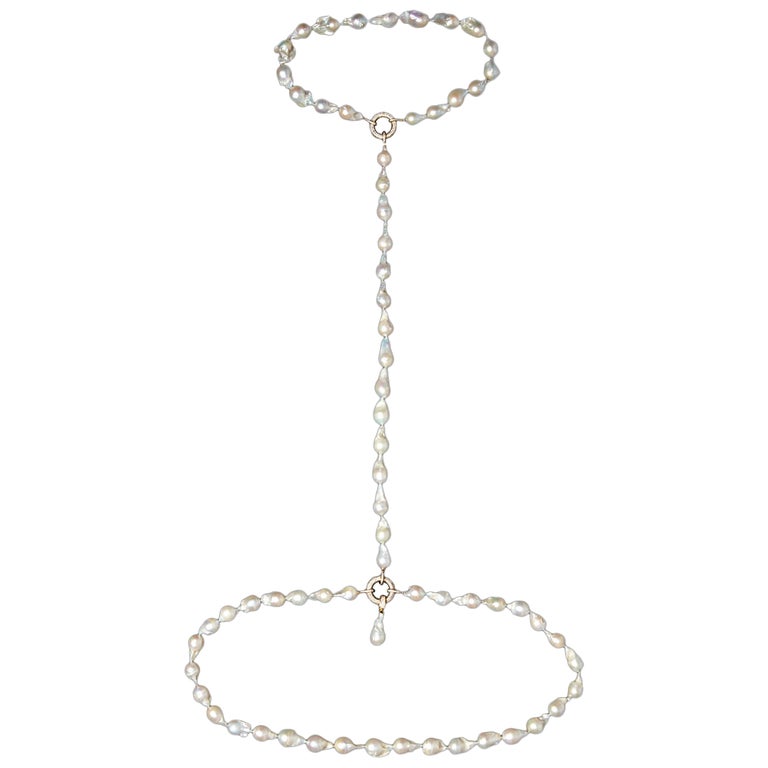 Baroque Pearl Charm Chain Belt | 18ct Gold Plated/Pearl