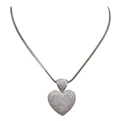 White Gold and Diamonds Heart Pendant Necklace