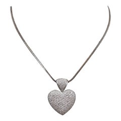 Heart Necklace in Diamonds 'Approx. 7 Ct' and White Gold