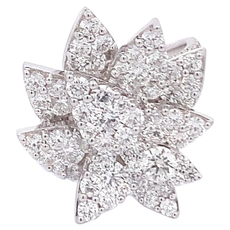 Lotus Flower Diamond Cocktail Ring For Sale