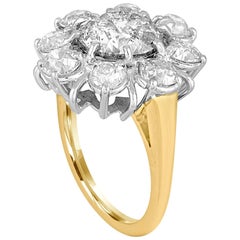 3.34 Carat Diamond Gold Platinum Flower Ring