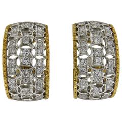 Mario Buccellati Diamond Gold Half Hoop Earrings 9