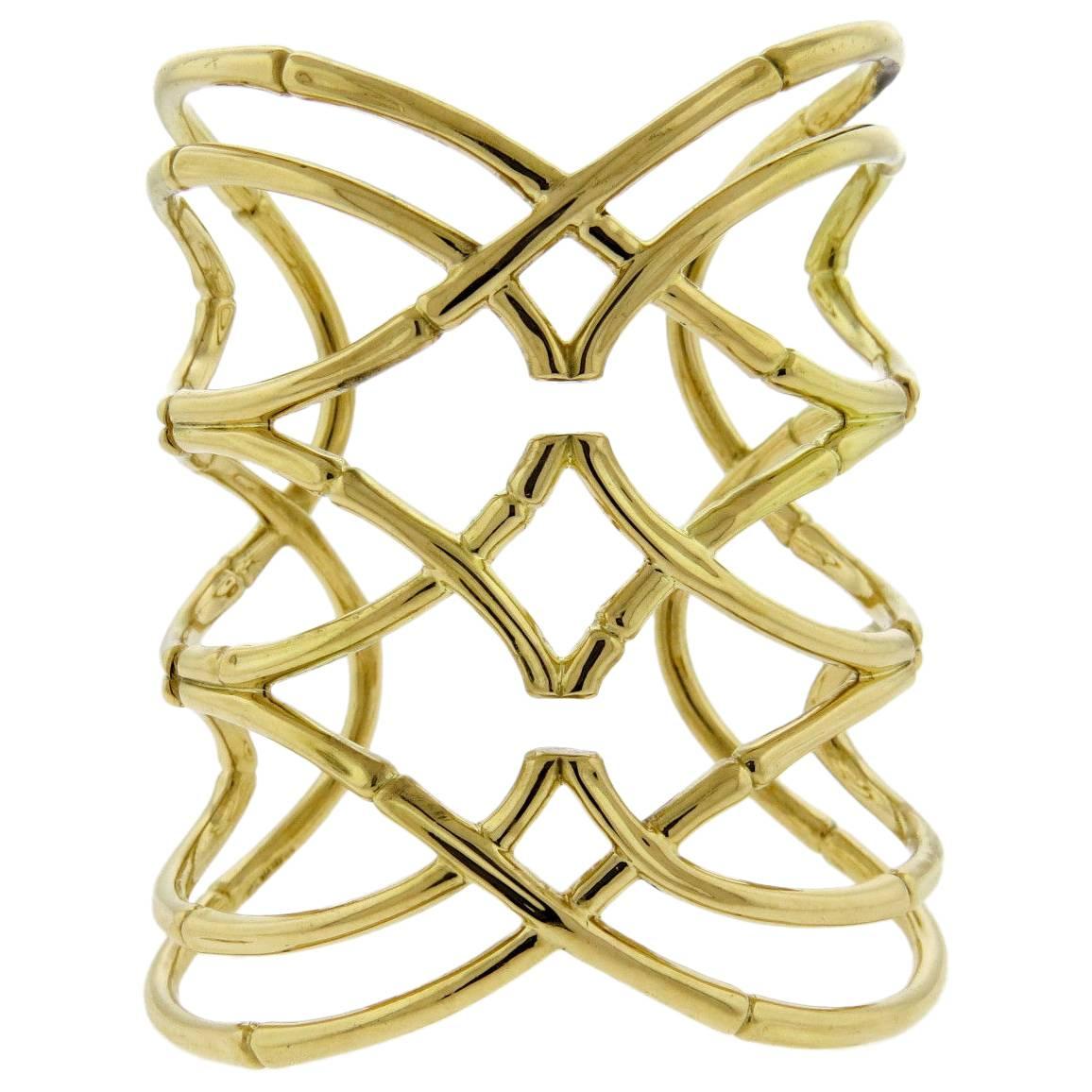 Impressive Ward Kelvin Gold Wide Cuff Bracelet For Sale