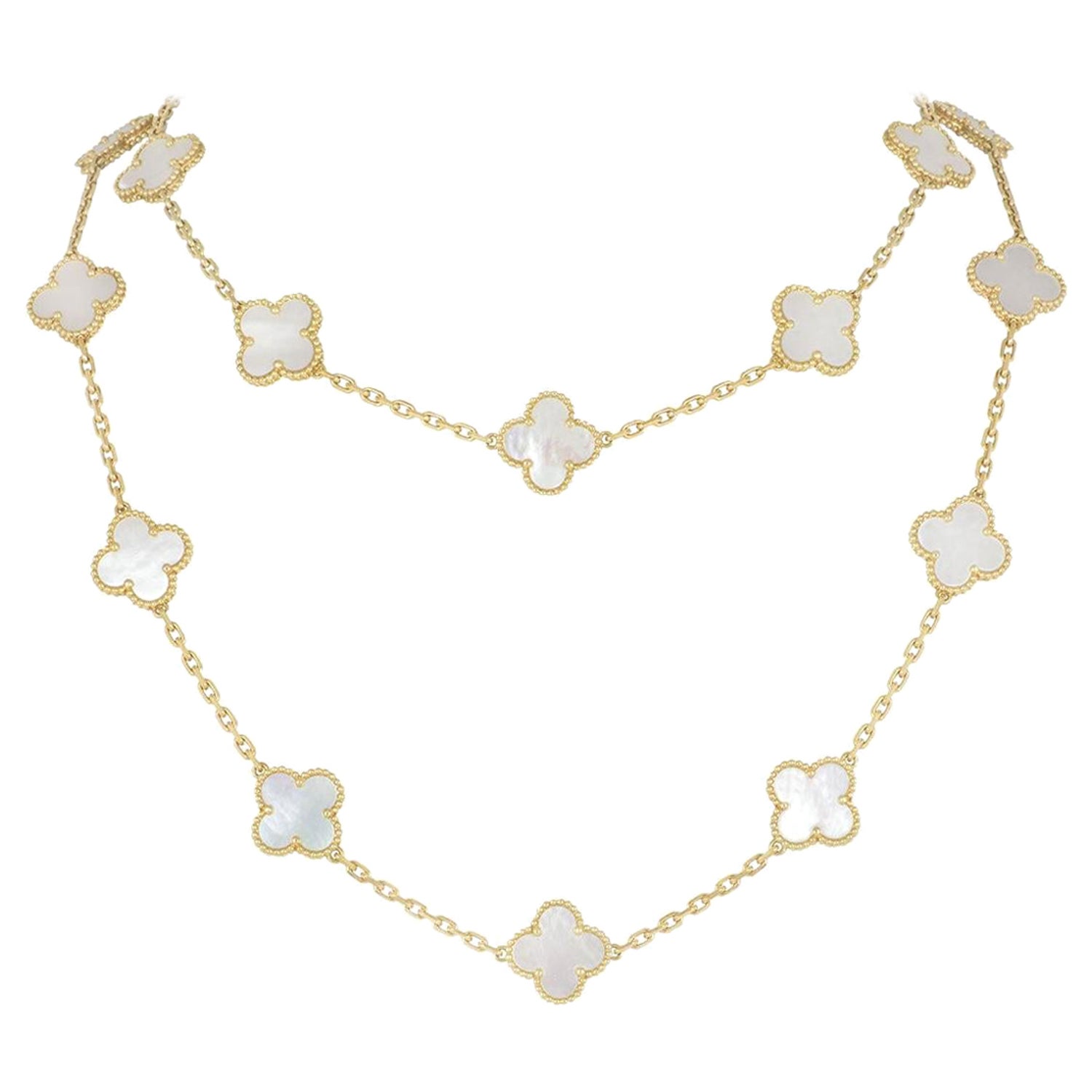 Gold and Mother-of-Pearl 'Pure Alhambra' Pendant-Necklace, France