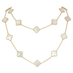 Van Cleef & Arpels Yellow Gold Mother of Pearl Vintage Alhambra Necklace VCARA42