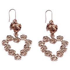 Boucles d'oreilles rosette cœur