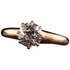 Antique Art Deco 14K Rose Gold Old European Cut Diamond Engagement Ring