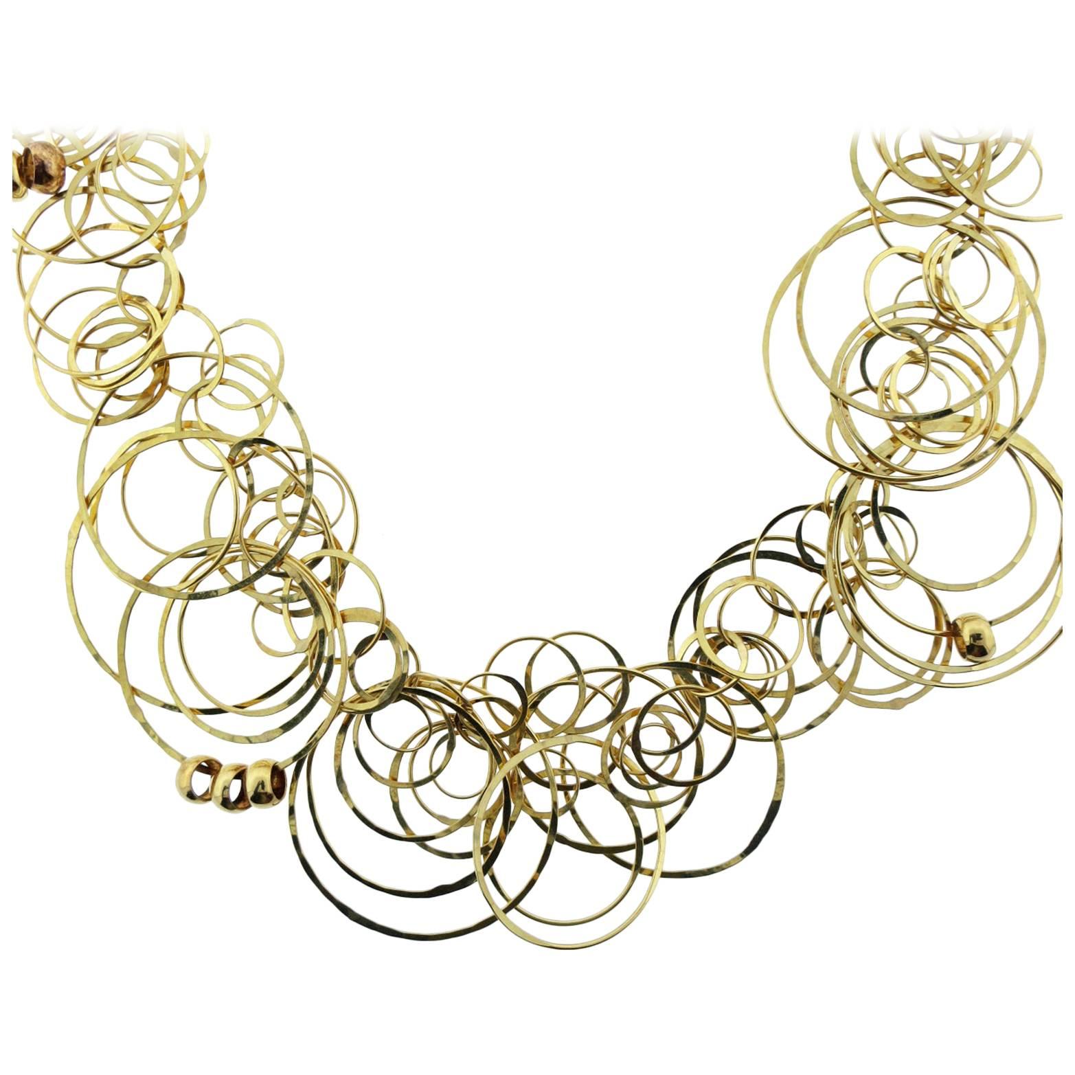 Orlandini Gold Multiple Ring Necklace For Sale