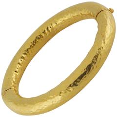 Large Round Gold Vermeil Hammered Bangle Bracelet