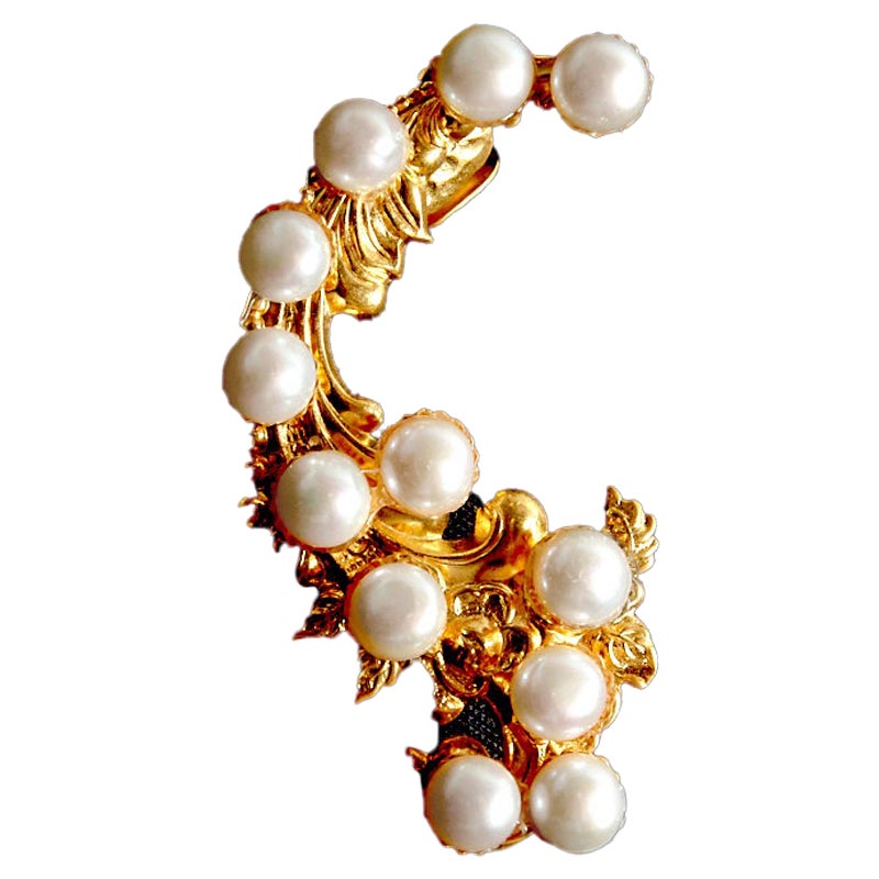 Twelve Pearl Baroque Earcuff For Sale