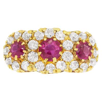 Victorian Diamond and Ruby Daisy Cluster Ring, circa 1880s For Sale at ...