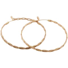 Spiral Woven Braided Gold Hoop Earrings