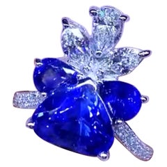 Exclusive Ct 6, 54 of Vivid Ceylon Sapphires and Diamonds on Ring