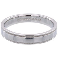 Tiffany & Co. Platinum Classic Double Mill-grain 4mm Men's Band Ring Size 10
