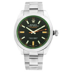 Used Rolex Milgauss Green Crystal Orange Hand Black Dial Mens Watch 116400GV