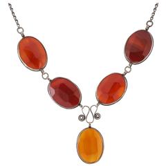 Creamy Varying Shades Carnelian Sterling Silver Necklace