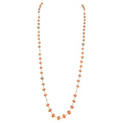 206 Karat orangefarbene Spessartit-Halskette mit Diamant-Akzenten
