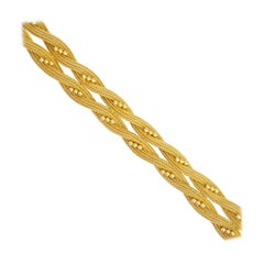 Mid Century, Woven 14 Karat Gold Mesh Bracelet