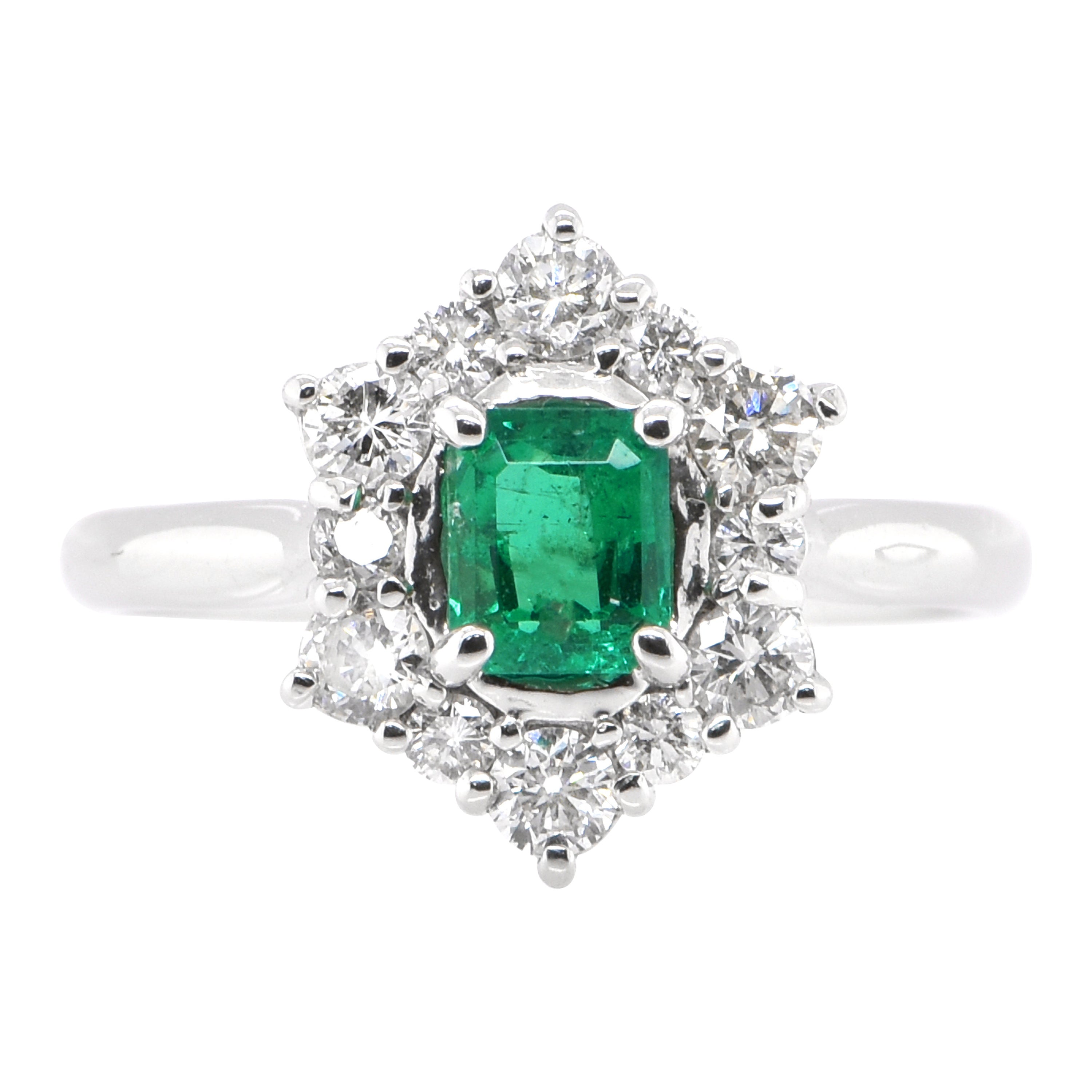 Art Deco 0.50 Carat Emerald and Diamond Platinum Ring at 1stDibs