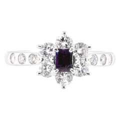 Anello da 0.28 carati con alessandrite naturale che cambia colore e diamante incastonato in platino