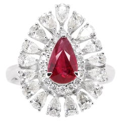 GIA Certified 1.05 Carat Natural Burmese Ruby and Diamond Ring Set in Platinum