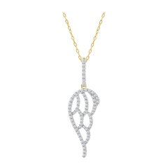 Collier pendentif breloque ange de protection en or 14 carats avec diamants