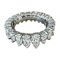 Retro Platinum Pear Shape Diamond Eternity Ring 4.20 ct