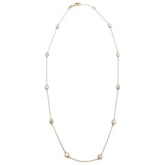 1.80 Carat 10 Station Diamond by the Yard Necklace 14 Karat Yellow Gold
