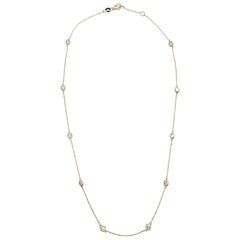 1.60 Carat 10 Station Diamond by the Yard Necklace 14 Karat Yellow Gold