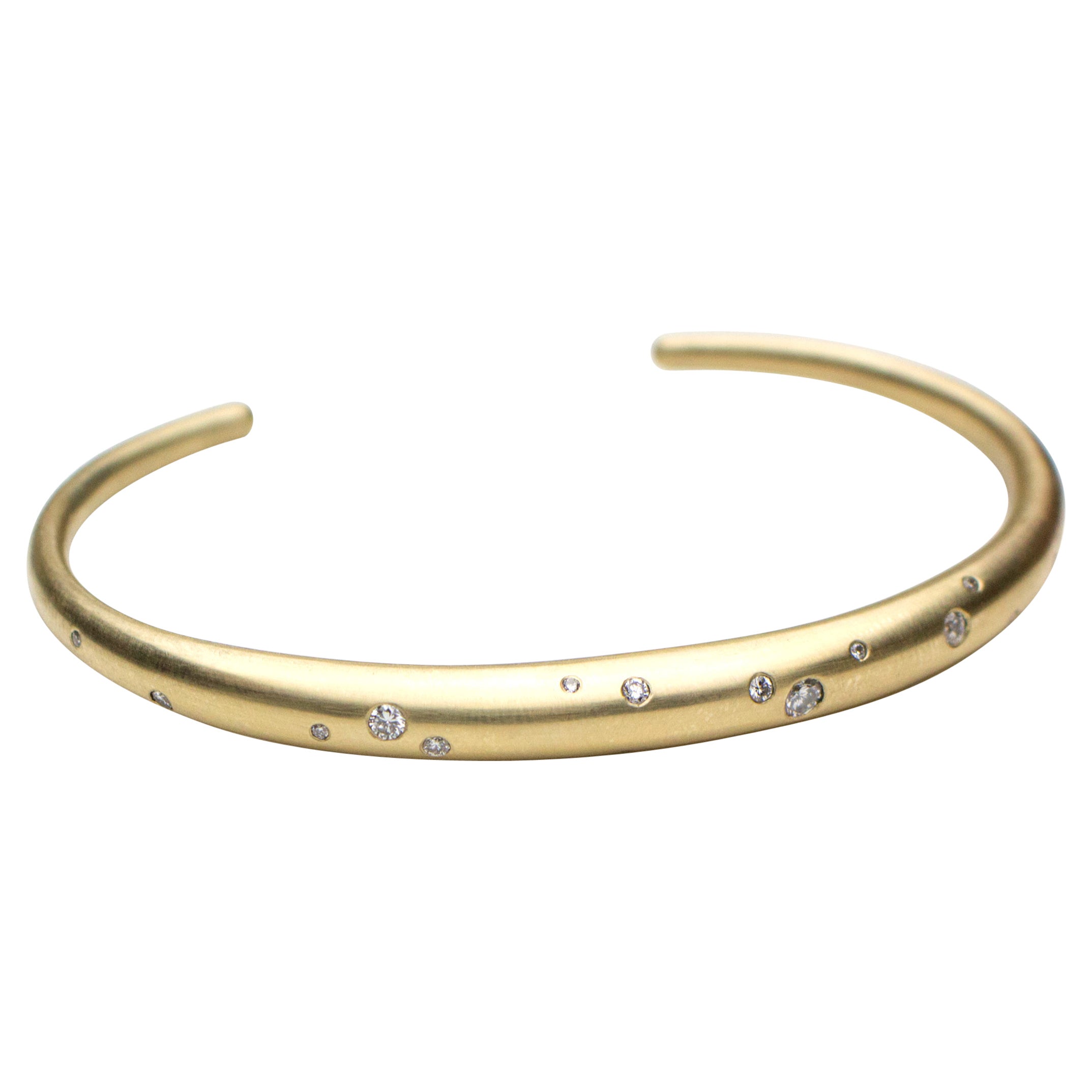 Olivia Shih 14k Liquid Gold Curve Cuff in Small with Diamonds For Sale