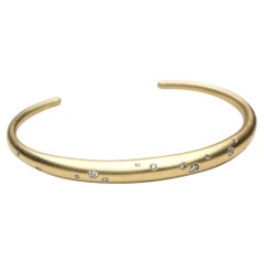 Olivia Shih 14k Liquid Gold Curve Cuff in Small with Diamonds