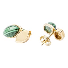 Giselle Collection Betulla 18kt Yellow Gold Stud Earrings with Malachite