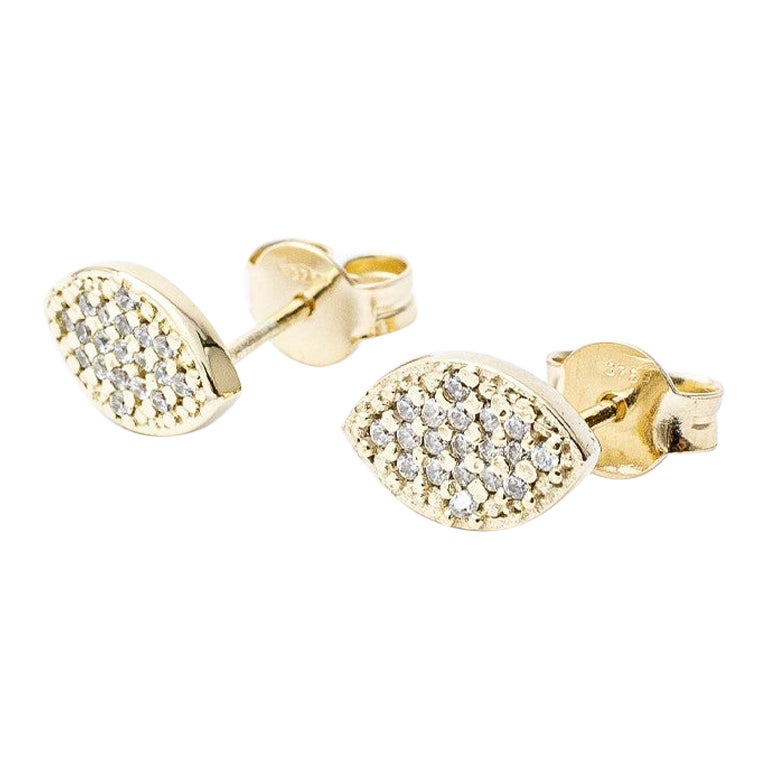 Giselle Collection Sequoia 18kt Yellow Gold Stud Earrings with Diamonds For Sale