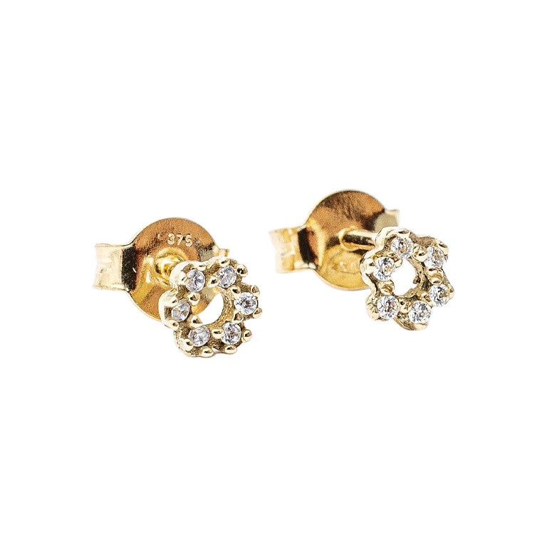 Clous d'oreilles Estasi en or jaune 18 carats avec diamants de la collection Giselle en vente