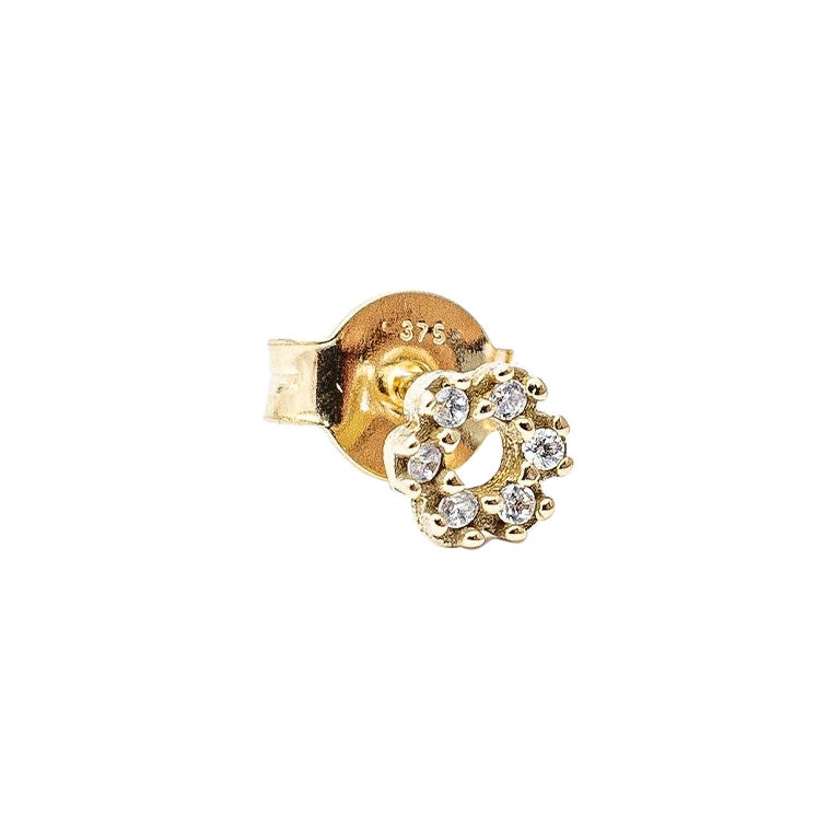 Clous d'oreilles uniques Estasi en or jaune 18 carats avec diamants, collection Giselle