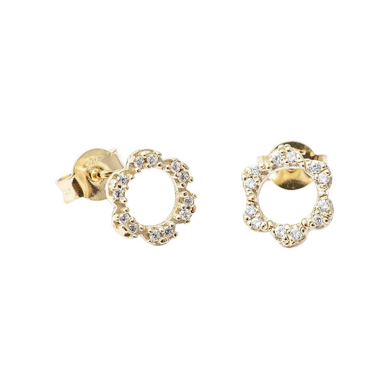 Giselle Collection Serenita' 18kt Yellow Gold Stud Earrings with Diamonds For Sale