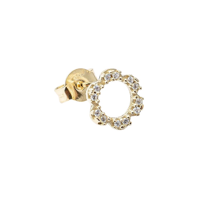 Giselle Collection Serenita' Single 18kt Yellow Gold Stud Earring with Diamonds For Sale