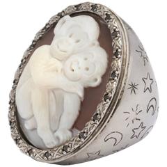 Amedeo Two Monkeys Cameo Ring