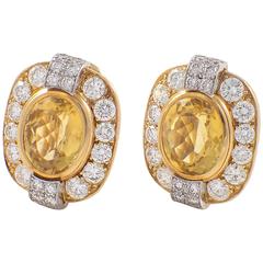 Beryl Diamond Gold Platinum Earrings