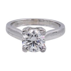 Used Harry Winston Logo Micropave Platinum Round Diamond 1.09ct FVS1 Engagement Ring