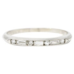 1950's Mid-Century Diamond Platinum Wedding Band Vintage Ring